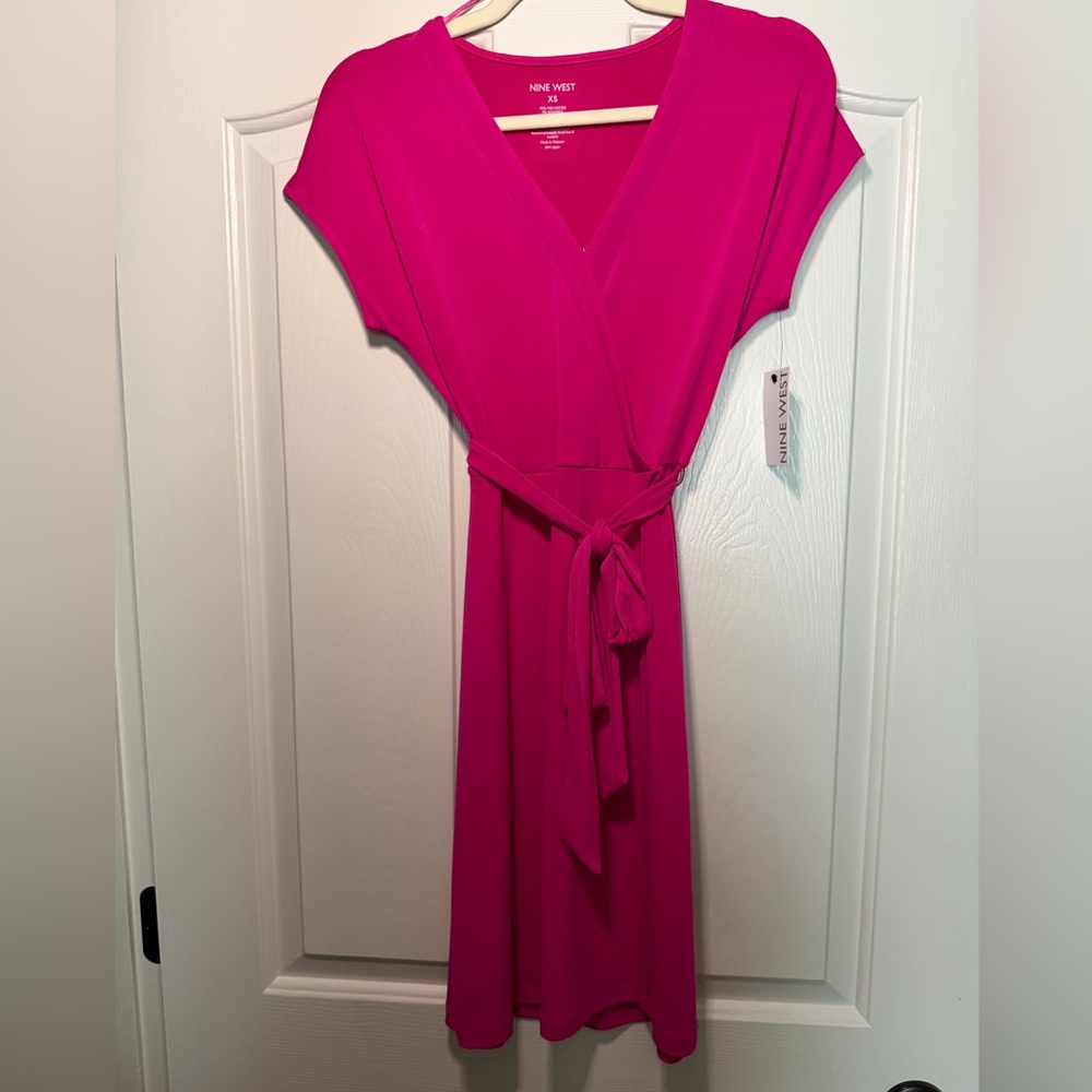 NWT Nine West Vibrant Pink Midi Dress
